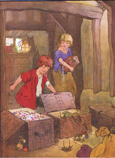 On opening the chests, they found them full of wonderful gems, jewels and diamonds by Frank Adams